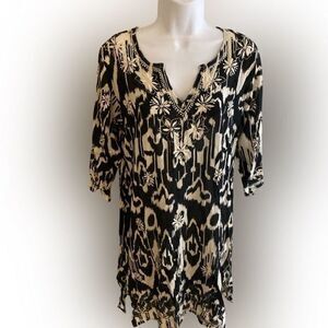 Gretchen Scott Designs Tunic Dress - S black , white. ,cotton